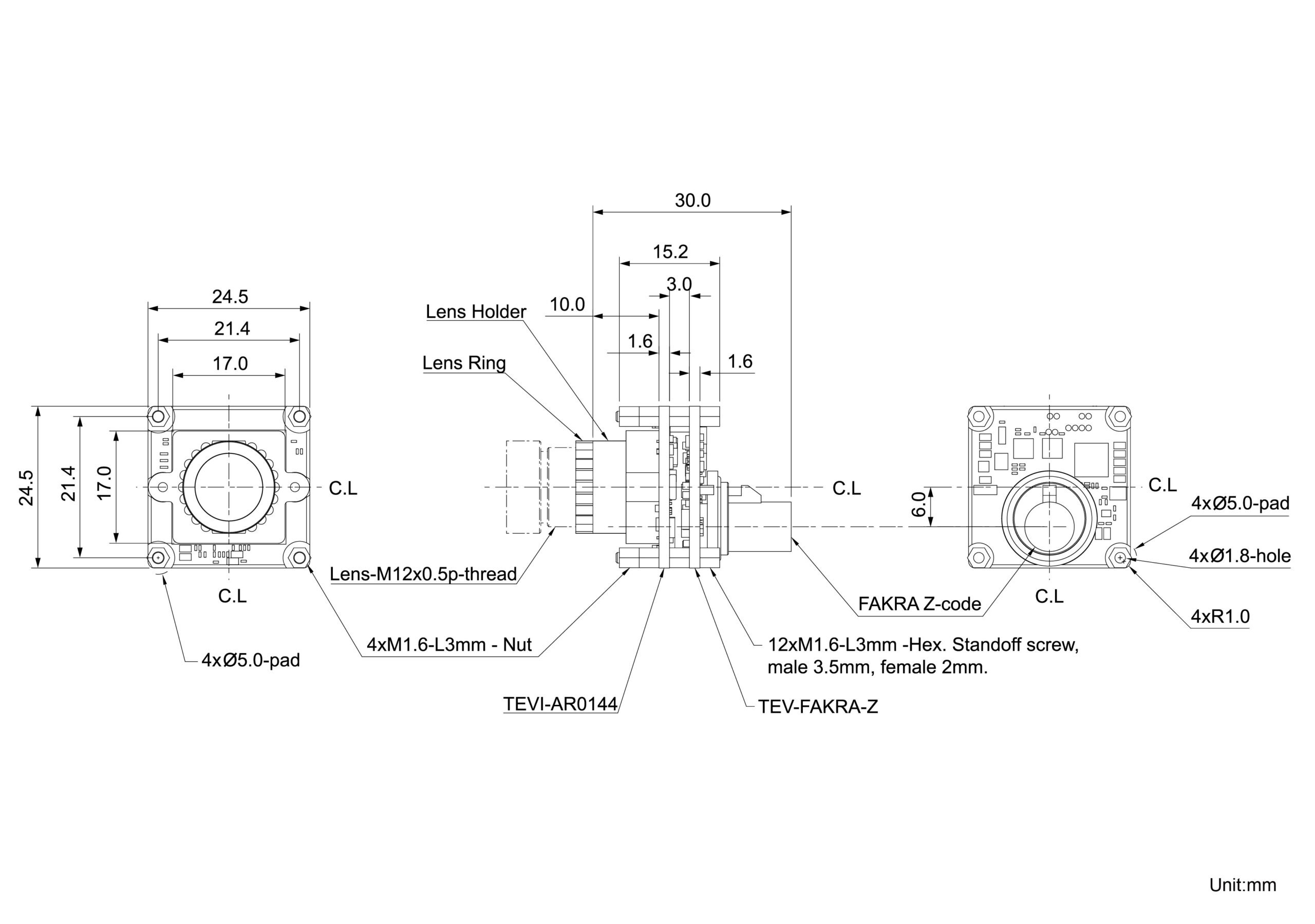 UVLS3-AR0144 Dimensions